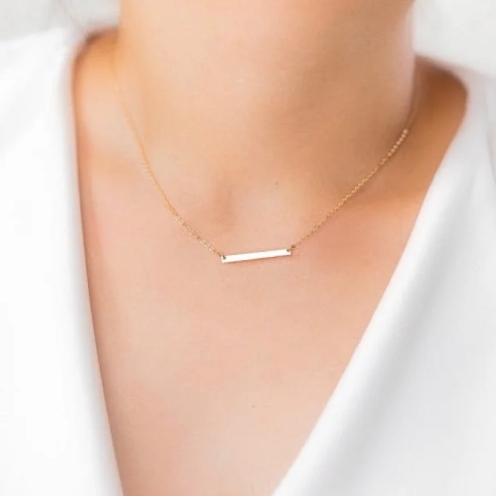 new hot mix cold custom “s” letter nameplate gold bar Dainty necklace
